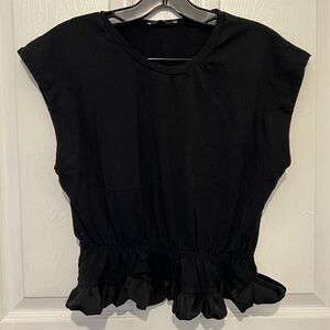 ZARA Women's Black Sleeveless Ruffle Hem Top Size M